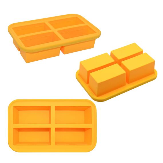 Bangp Suppenbehälter mit Deckel,Silikon Gefrierschalen, Vorratsbehälter für Lebensmittel, große Jumbo-Eiswürfelschale für die Zubereitung von Suppensaucen, 300ml Portion,BPA-frei (2)