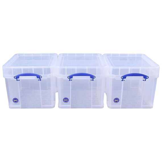 Really Useful Aufbewahrungsboxen 3er-Pack 35 Litre XL transparent