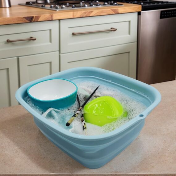 SAMMART 7,7 l zusammenklappbare Wanne – Faltbare Geschirrwanne – tragbares Waschbecken – platzsparende Kunststoff-Waschwanne (Sea Angel)