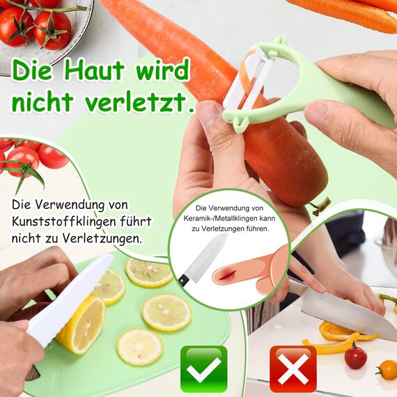 Goodchef Kindermesser 8-teiliges Holzmesser Set,Montessori Messer für Kindermesser ab 2 Jahren, BPA-frei, kinder sicheres Lernmesser,Geschenkidee für kleine Köche(Krokodil)