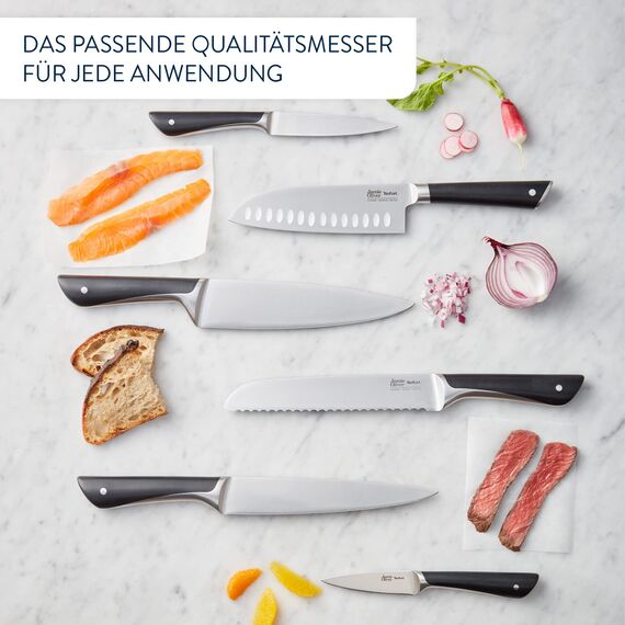 Tefal Jamie Oliver Santokumesser 16,5 cm, hohe Schneideleistung, unverwechselbares Design, widerstandsfähige und langlebige Klingen, Edelstahl, schwarz, K2671556