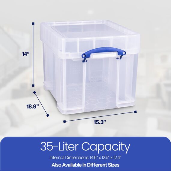 Really Useful Aufbewahrungsboxen 3er-Pack 35 Litre XL transparent