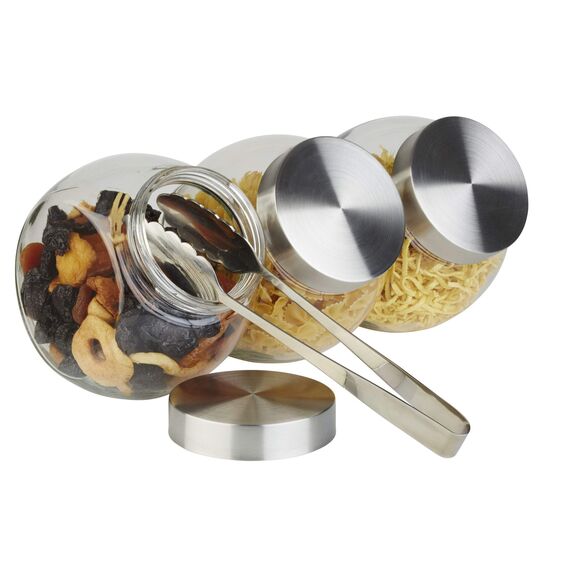 APS Vorratsglas – Bonbonglas mit Premium Glaskugel und einem Schraubdeckel aus rostfreiem Edelstahl – Aromadichte durch den hochwertigen Schraubdeckel