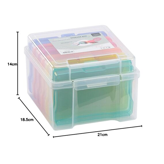 Vaessen Creative Farbige Staubox mit 6 Boxen, 21 x 18,5 x 14 cm