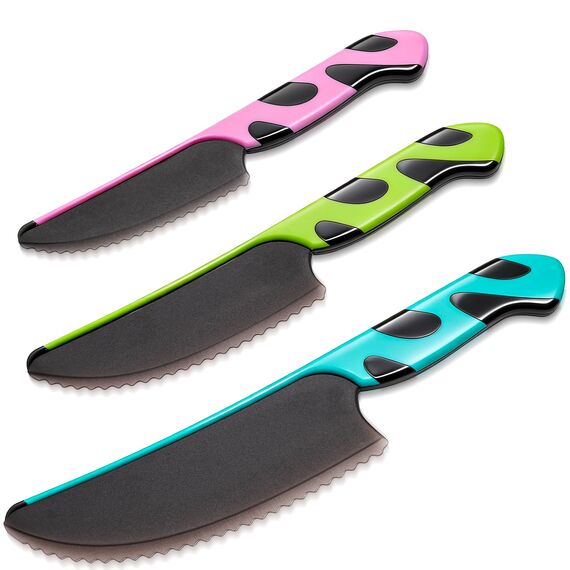 Kindermesser- 3-teilig, Montessori Kindermesser ab 2 Jahren, BPA-frei & sicher, Lernset mit Keramik-Schäler und austauschbarer Kunststoff Klinge, Kinder kochset, Geschenk für Kinderküche