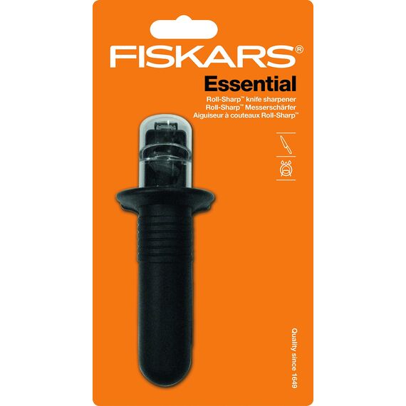 Fiskars Roll-Sharp Messerschärfer mit Keramik-Schleifstein, Essential, Kunststoff, Schwarz, 1065598