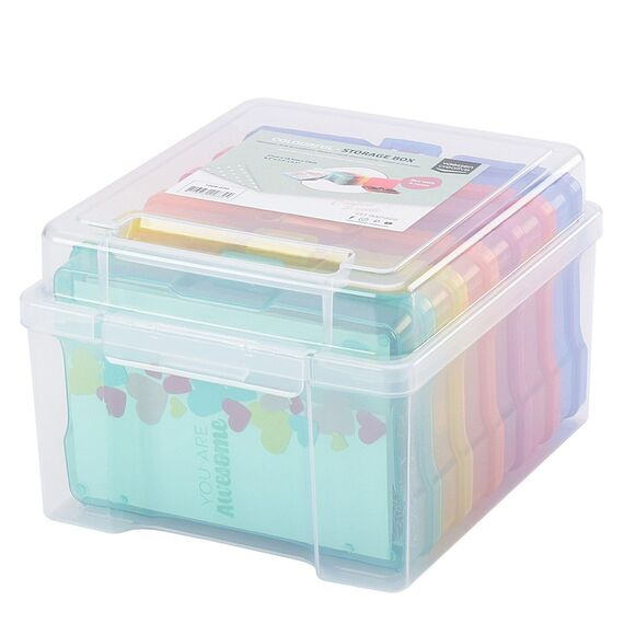 Vaessen Creative Farbige Staubox mit 6 Boxen, 21 x 18,5 x 14 cm