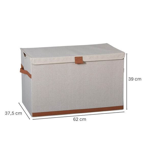 LOVE IT STORE IT Premium Große Aufbewahrungsbox mit Deckel - Truhe für Wohnzimmer - Aus hochwertigem Stoff - Extra stabil - Beige - 62x37,5x39 cm