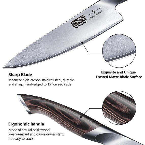 HOSHANHO Messerset 3 teilig, Küchenmesser set aus Edelstahl, Messer Kochmesser Set Professionelles mit Kochmesser, Santoku Messer, Utility Messer