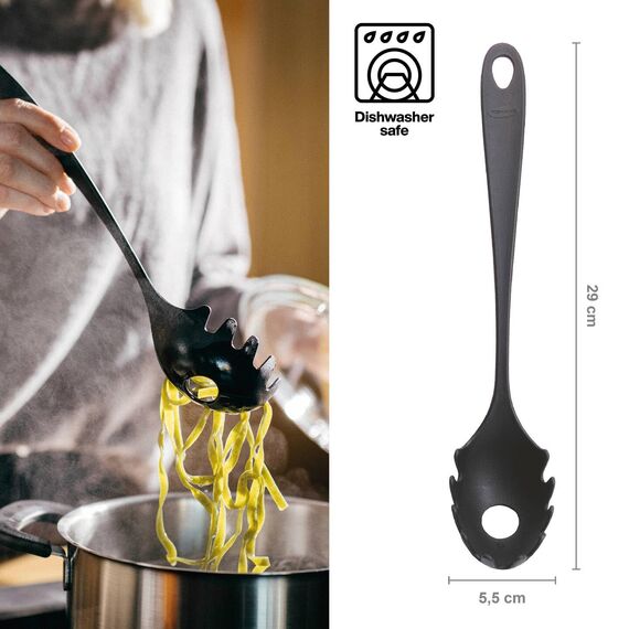 Fiskars Pastalöffel, Länge: 28,5 cm, Essential, Kunststoff, Schwarz, 1065593