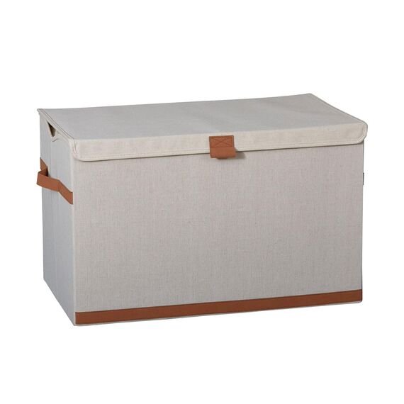 LOVE IT STORE IT Premium Große Aufbewahrungsbox mit Deckel - Truhe für Wohnzimmer - Aus hochwertigem Stoff - Extra stabil - Beige - 62x37,5x39 cm