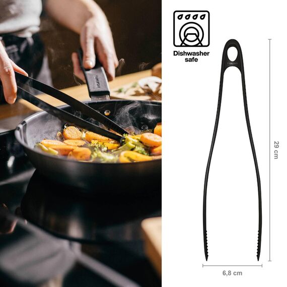 Fiskars Zange für antihaftbeschichtete Oberflächen, Länge: 29 cm, Essential, Schwarz, 1079062