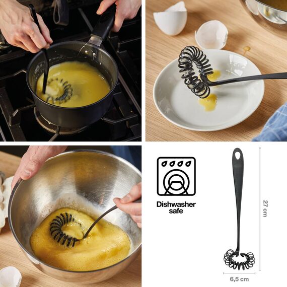 Fiskars Spiralbesen, Länge: 27 cm, Ø 7 cm, Essential, Kunststoff, Schwarz, 1065596