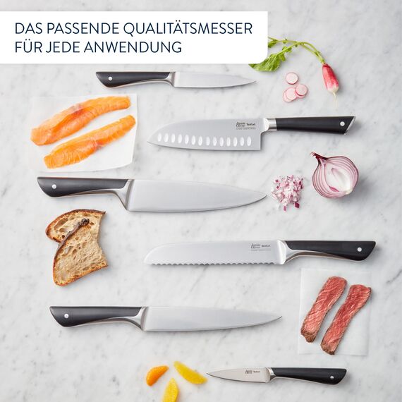 Tefal Jamie Oliver 3-teiliges Messerset, Kochmesser, Universalmesser, Schälmesser, hohe Schneideleistung, unverwechselbares Design, widerstandsfähige Klingen, Edelstahl, schwarz, K267S355