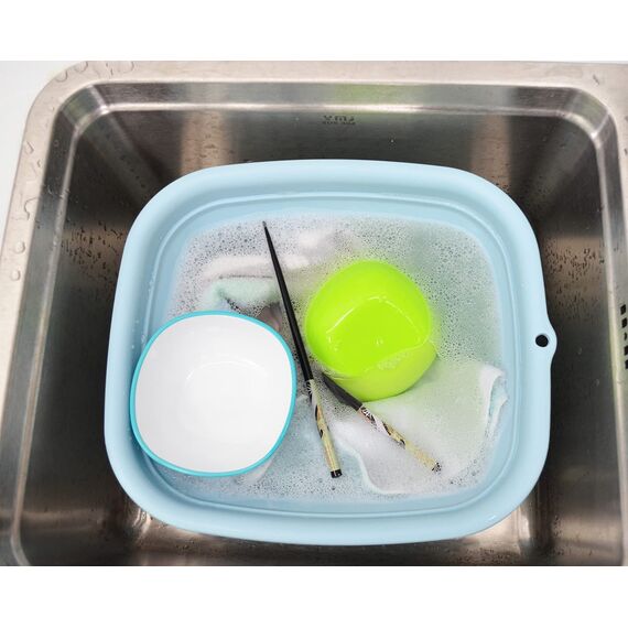 SAMMART 7,7L Collapsible Tub - Foldable Dish Tub - Portable Washing Basin - Space Saving Plastic Washtub (Meeresengel (2er-Set), klein)