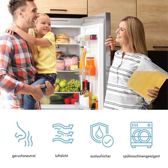 Soz® 2,5L Vorratsdosen 4er Set mit Deckel – BPA-frei, luftdicht, geruchsneutral, stapelbar, mottensicher - Mehl-Schütt-Dose - Küchen-Aufbewahrungs-Box (4)