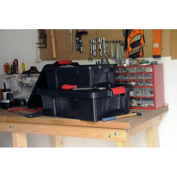 Iris Ohyama, Plastik Aufbewahrungsboxen mit Deckel und Clipverschluss, 50L, 3er Set, Stapelbar, Ineinandergreifend, BPA-frei, Dachboden, Schuppen, Garage, Garage, SK-450, Schwarz