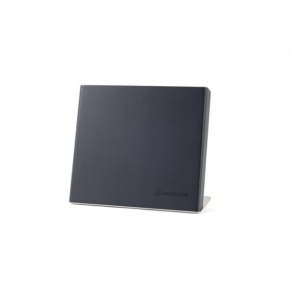 Hanseküche Messerblock - Messerhalter ohne Messer aus Holz Messerbrett (Akazie Schwarz Metallboden, Einseitig)