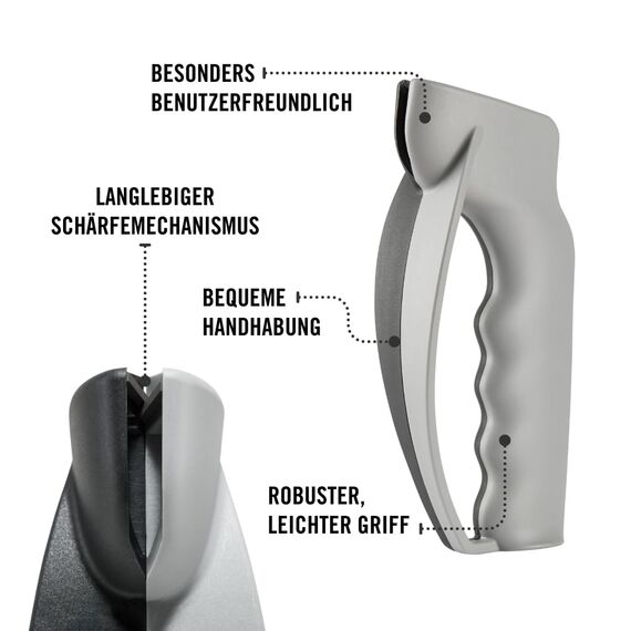 Victorinox Profi Messerschärfer, Messerschleifer, Knife Sharpener, Robuster Kunststoffgriff, Swiss Made, Zweifarbig, Schwarz/Grau