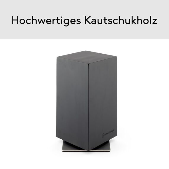 Hanseküche Messerblock - Messerhalter ohne Messer aus Holz Messerbrett (Akazie Schwarz Metallboden, Rotierend)