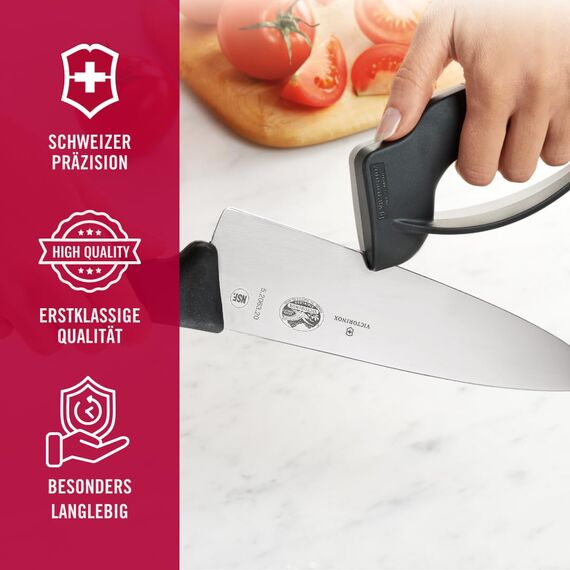 Victorinox Profi Messerschärfer, Messerschleifer, Knife Sharpener, Robuster Kunststoffgriff, Swiss Made, Zweifarbig, Schwarz/Grau