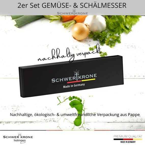 Schwertkrone® Schälmesser 2er Set [MADE IN SOLINGEN - GERMANY] - Gemüsemesser Obstmesser - Küchenmesser klein scharf - Schneidemesser Kartoffelschälmesser - Allzweckmesser (2x rot - 6cm Klinge)