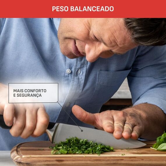 Tefal Jamie Oliver 4-teiliges Messerset, Kochmesser, Santokumesser, Universalmesser, Schälmesser, unverwechselbares Design, eisgehärtet, widerstandsfähige Klingen, Edelstahl/Schwarz, K267S4