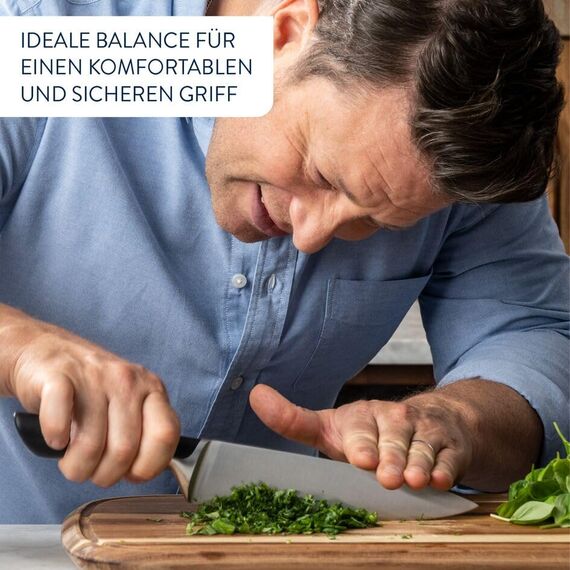 Tefal Jamie Oliver Universalmesser 12 cm, hohe Schneideleistung, Küchenmesser mit unverwechselbarem Design, widerstandsfähige und langlebige Klingen, Edelstahl, schwarz, K2670955
