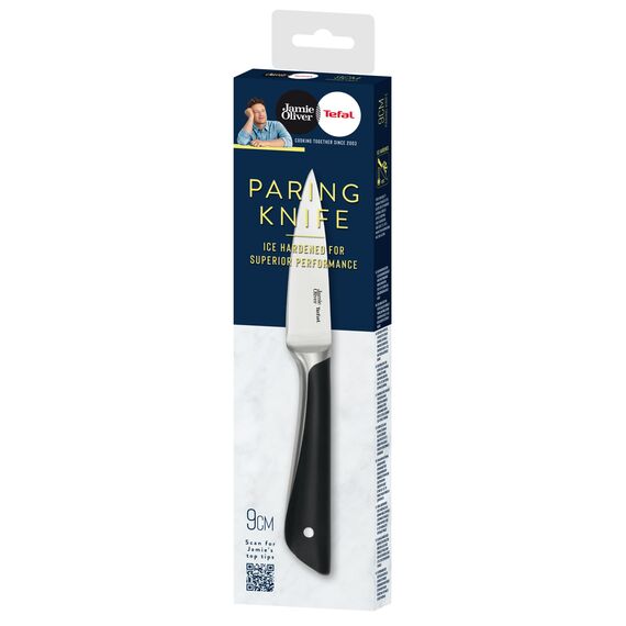 Tefal Jamie Oliver Schälmesser 9 cm, hohe Schneideleistung, unverwechselbares Design, widerstandsfähige und langlebige Klingen, Edelstahl/Schwarz, K2671155