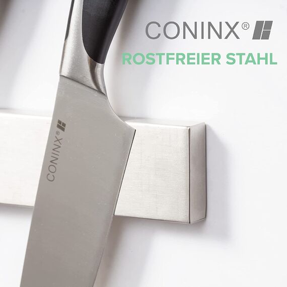 Coninx Magnetleiste Messer 40 cm – Magnetischer Messerhalter aus Edelstahl mit 1400 Gauss – Starke Haftkraft, ohne Bohren montierbar, rostfrei & hygienisch – Messerleiste für Küche