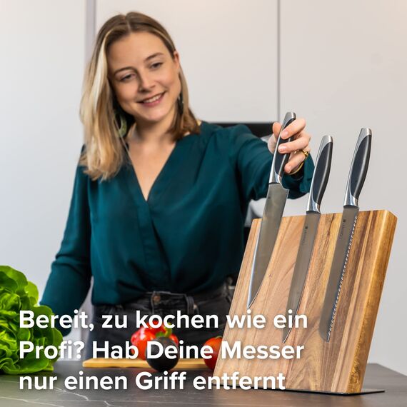 Coninx Magnetischer Messerblock Unbestückt XL, 27.5cm Messerhalter Magnetisch, Messerständer zur Sicheren, Sauberen und Ordentlichen Aufbewahrung von Messern Robuster Messerblocks Ohne Messer