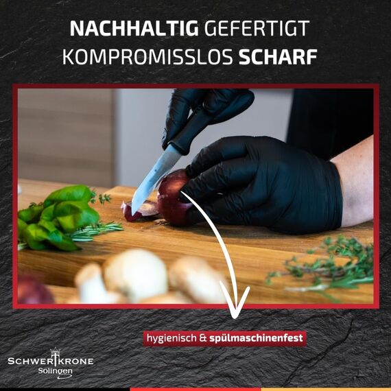 Schwertkrone® Schälmesser Tomatenmesser [MADE IN SOLINGEN - GERMANY] - Gemüsemesser Obstmesser - Küchenmesser klein scharf Schneidemesser Sägemesser - Allzweckmesser (Gezahnte Klinge: 7,5cm)
