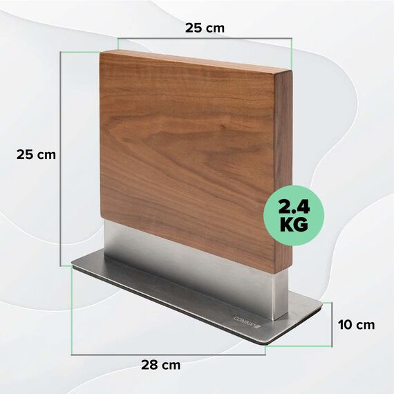 Coninx Messerblock Magnetisch Doppelseitig | Messerhalter Magnetisch ohne Messer | Küchenmesser Knife Holder mit Starkem Magnet | Messerständer Magnetisch Messerbrett Beidseitig Rutschfest | Walnuß