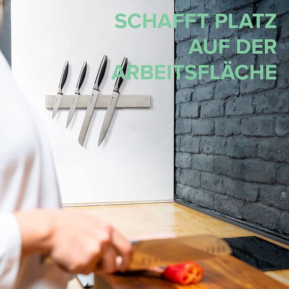 Coninx Magnetleiste Messer 40 cm – Magnetischer Messerhalter aus Edelstahl mit 1400 Gauss – Starke Haftkraft, ohne Bohren montierbar, rostfrei & hygienisch – Messerleiste für Küche