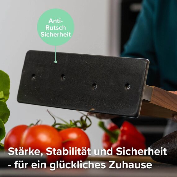Coninx Messerblock Magnetisch Doppelseitig | Messerhalter Magnetisch ohne Messer | Küchenmesser Knife Holder mit Starkem Magnet | Messerständer Magnetisch Messerbrett Beidseitig Rutschfest | Walnuß