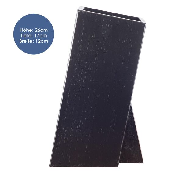 Hanseküche Messerblock - Messerhalter ohne Messer aus Holz Messerbrett (Bambus Schwarz, Quadratisch Schräg einfach)