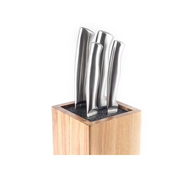Hanseküche Messerblock - Messerhalter ohne Messer aus Holz Messerbrett (Akazienholz, Mit Borsteneinsatz)