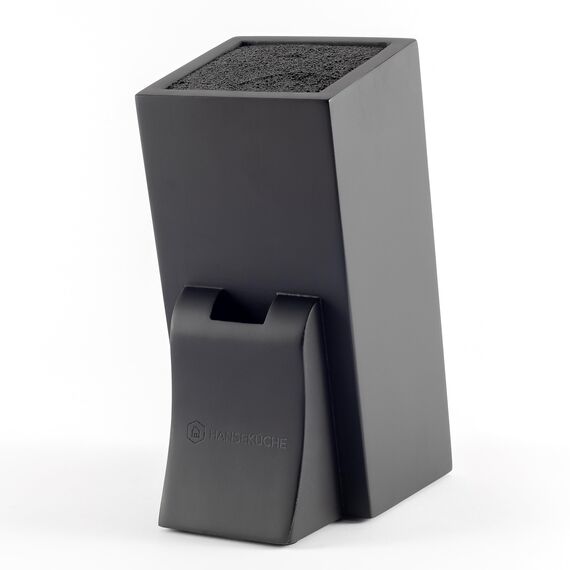 Hanseküche Messerblock - Messerhalter ohne Messer aus Holz Messerbrett Schwarz Borsteneinsatz Dunkel Einsatz Hochwertig Leer Groß Quadratisch Unbestückt (Kautschukholz, Quadratisch Schräg)