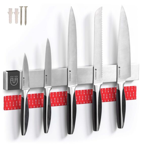 Coninx Magnetleiste Messer 40 cm – Magnetischer Messerhalter aus Edelstahl mit 1400 Gauss – Starke Haftkraft, ohne Bohren montierbar, rostfrei & hygienisch – Messerleiste für Küche