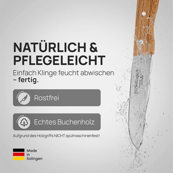 Schwertkrone® Schälmesser gerade Premium 2er Set [MADE IN SOLINGEN - GERMANY] - Gemüsemesser Obstmesser - Küchenmesser klein scharf - Schneidemesser Kartoffelschälmesser - Allzweckmesser (2x 7,5cm)