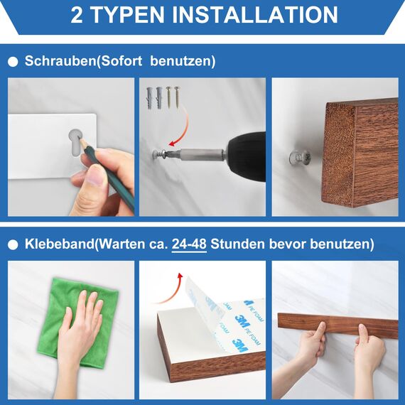 Magnetleiste Messer, 50cm Messerhalter magnetisch aus Walnussholz mit 2 Haken, Magnet Messerhalter Holz mit extra Starkem Magnet