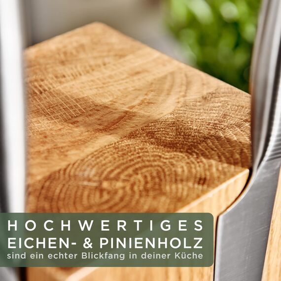 WALDWERK Design Messerblock ohne Messer - Messerblock magnetisch und drehbar aus edlem Eichenholz - Messerhalter für Messer