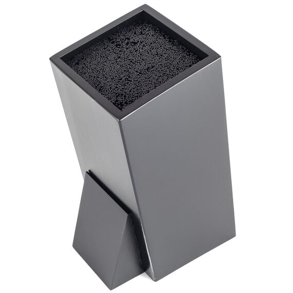 Hanseküche Messerblock - Messerhalter ohne Messer aus Holz Messerbrett (Bambus Schwarz, Quadratisch Schräg einfach)