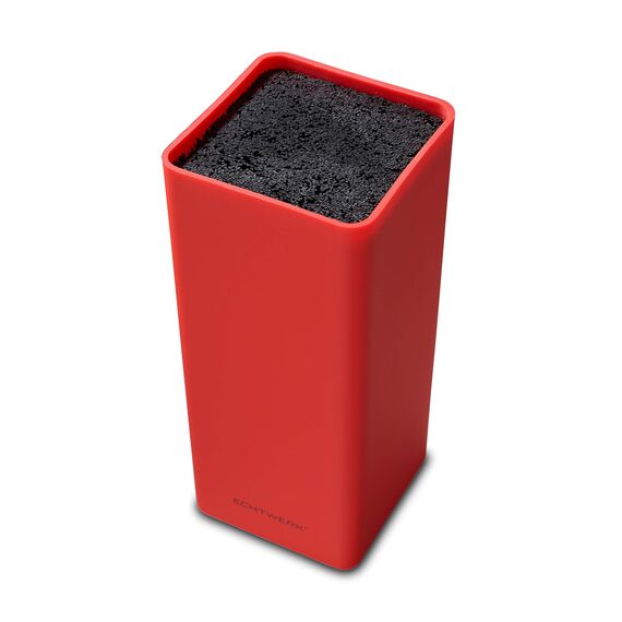 Echtwerk Universal-Messerblock Square, Messerhalter, Küchenmesser-Organizer, praktischer Messerständer, platzsparende Messeraufbewahrung mit Borsteneinsatz, flexibel bestückbar, rot, 30 cm