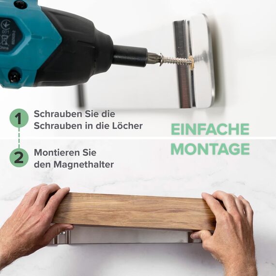 Coninx Magnetleiste Messer Holz 40cm | Küchenmesser Messerhalter Magnetisch mit extra starkem Magnet | Magnetstreifen Wandmontage | Magnetischer Messerblock aus Akazienholz