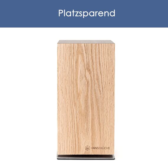 Hanseküche Messerblock - Messerhalter ohne Messer aus Holz Messerbrett (Akazie Braun Metallboden, Rotierend)