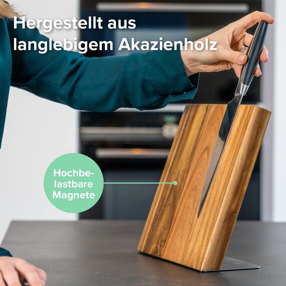 Coninx Magnetischer Messerblock Unbestückt XL, 27.5cm Messerhalter Magnetisch, Messerständer zur Sicheren, Sauberen und Ordentlichen Aufbewahrung von Messern Robuster Messerblocks Ohne Messer