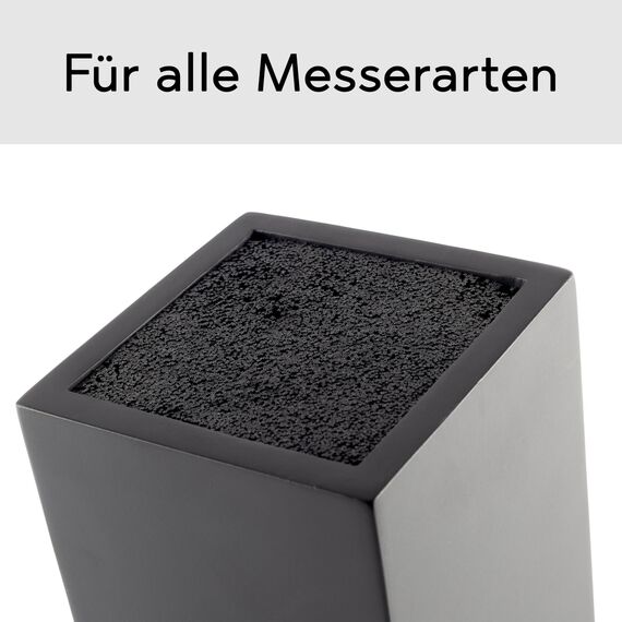Hanseküche Messerblock - Messerhalter ohne Messer aus Holz Messerbrett Schwarz Borsteneinsatz Dunkel Einsatz Hochwertig Leer Groß Quadratisch Unbestückt (Kautschukholz, Quadratisch Schräg)