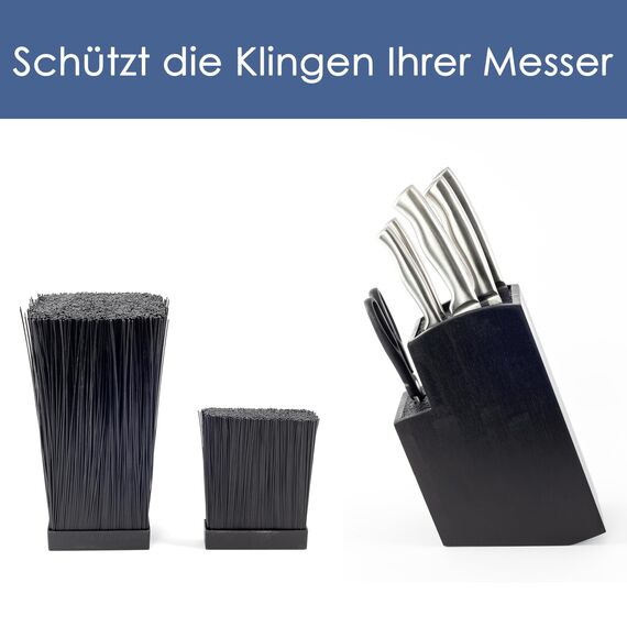 Hanseküche Messerblock - Messerhalter ohne Messer aus Holz Messerbrett (Bambus Schwarz, Quadratisch Schräg)