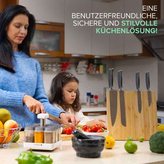 Coninx Magnetischer Messerblock Unbestückt XL, 27.5cm Messerhalter Magnetisch, Messerständer zur Sicheren, Sauberen und Ordentlichen Aufbewahrung von Messern Robuster Messerblocks Ohne Messer